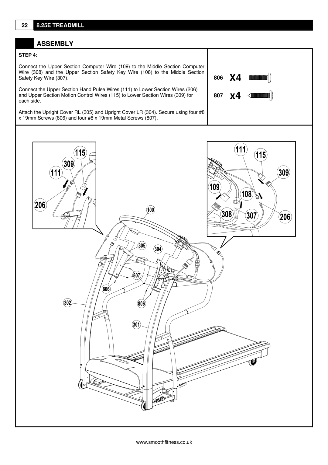 Smooth Fitness 8.25E user manual 806 807 