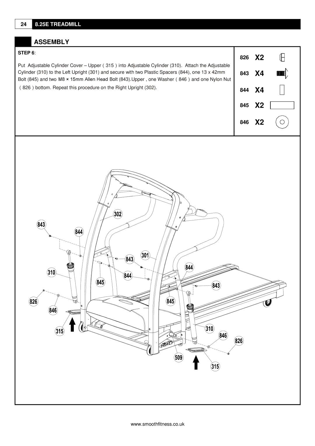 Smooth Fitness 8.25E user manual 826 843 844 845 846 
