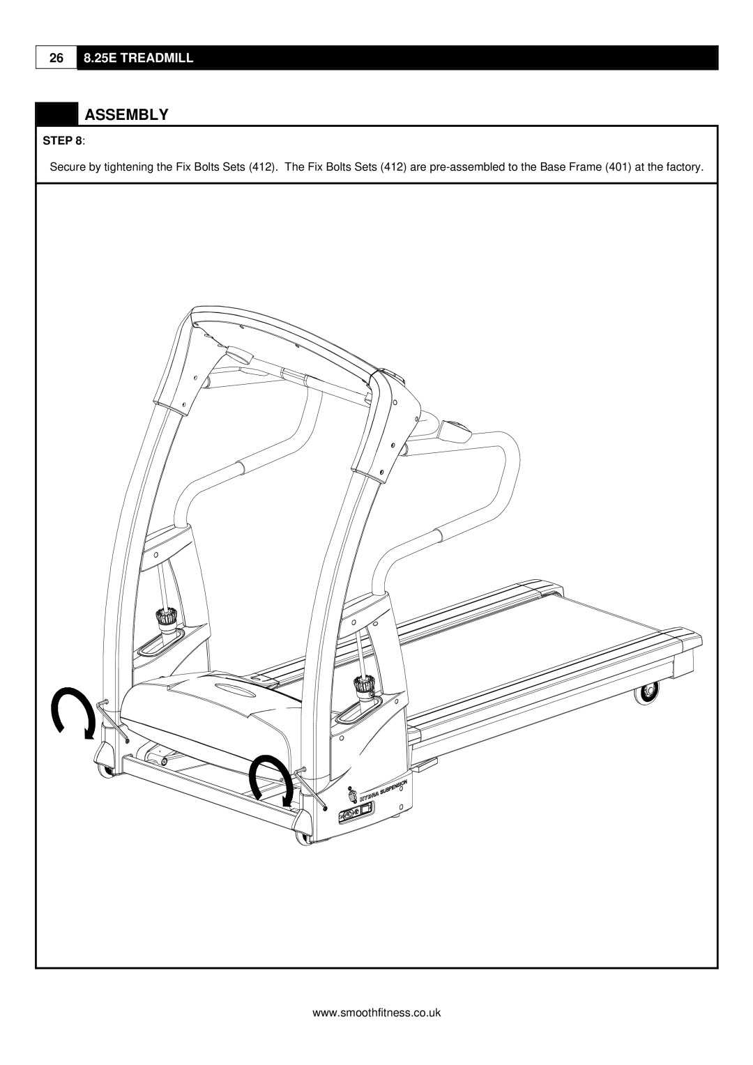 Smooth Fitness user manual 26 8.25E Treadmill 