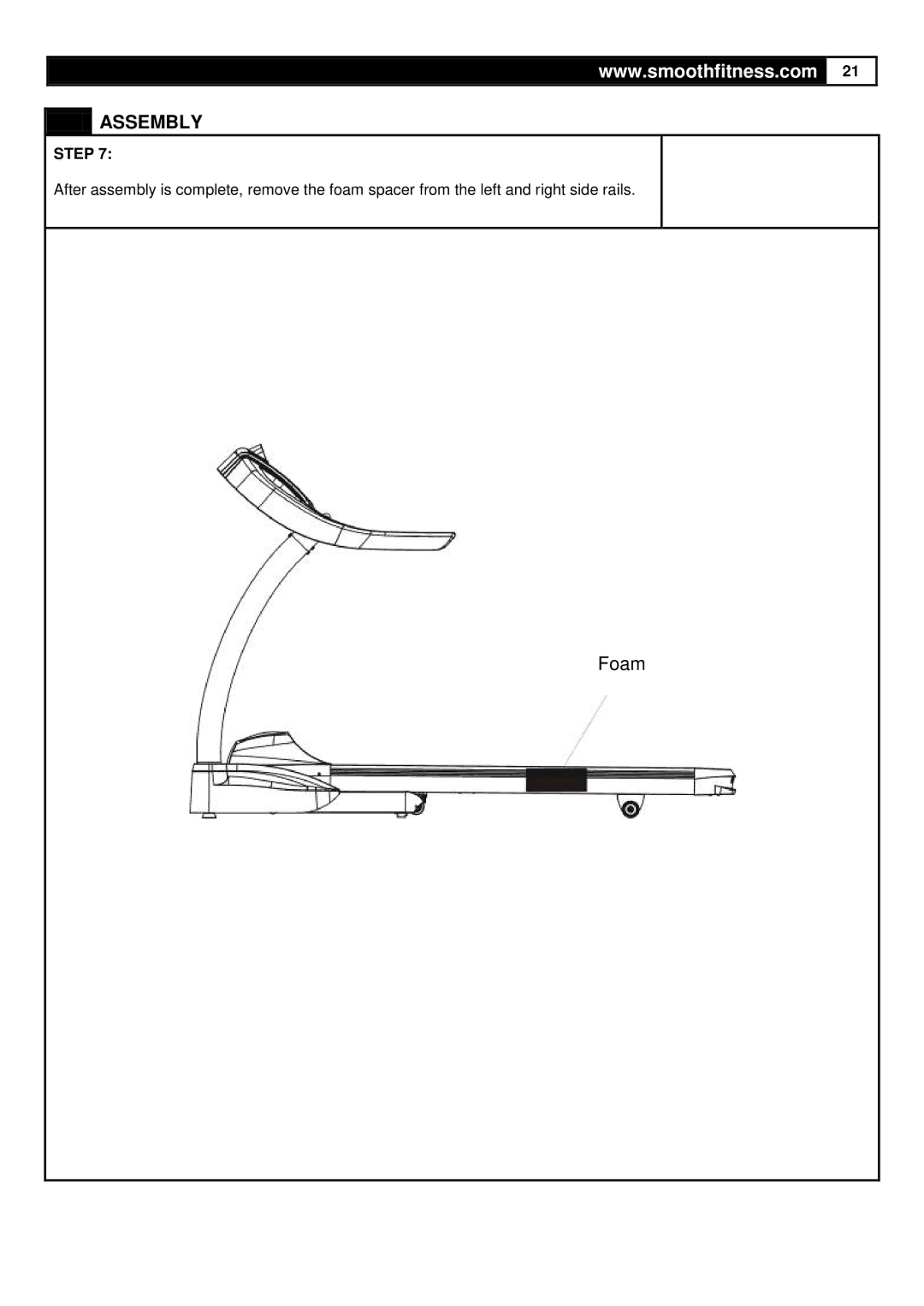 Smooth Fitness 835 user manual Foam 