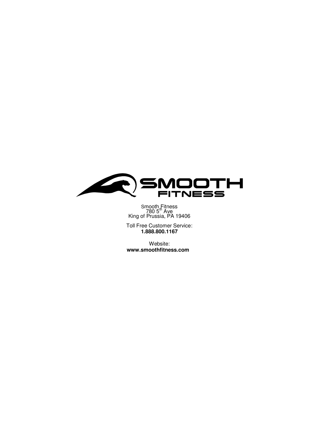 Smooth Fitness 835 user manual 888.800.1167 
