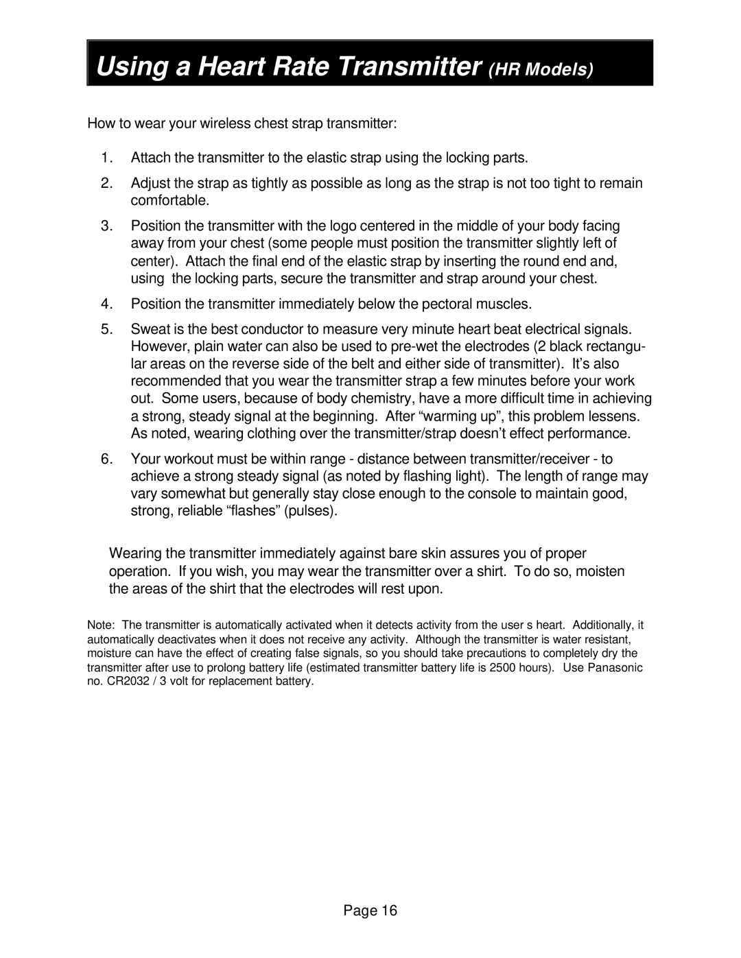 Smooth Fitness 9.1 SERIES owner manual Using a Heart Rate Transmitter HR Models 