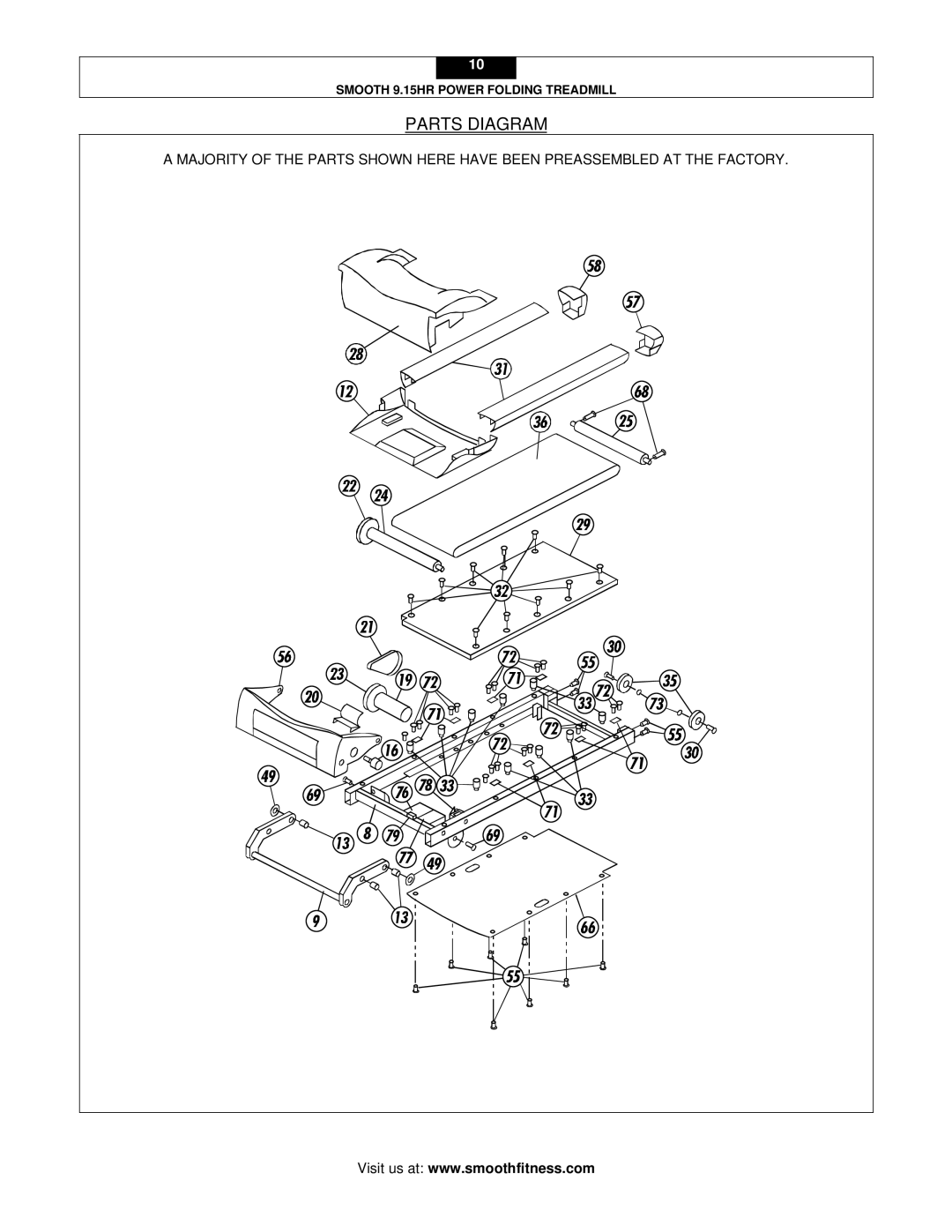 Smooth Fitness 9.15HR user manual Parts Diagram 