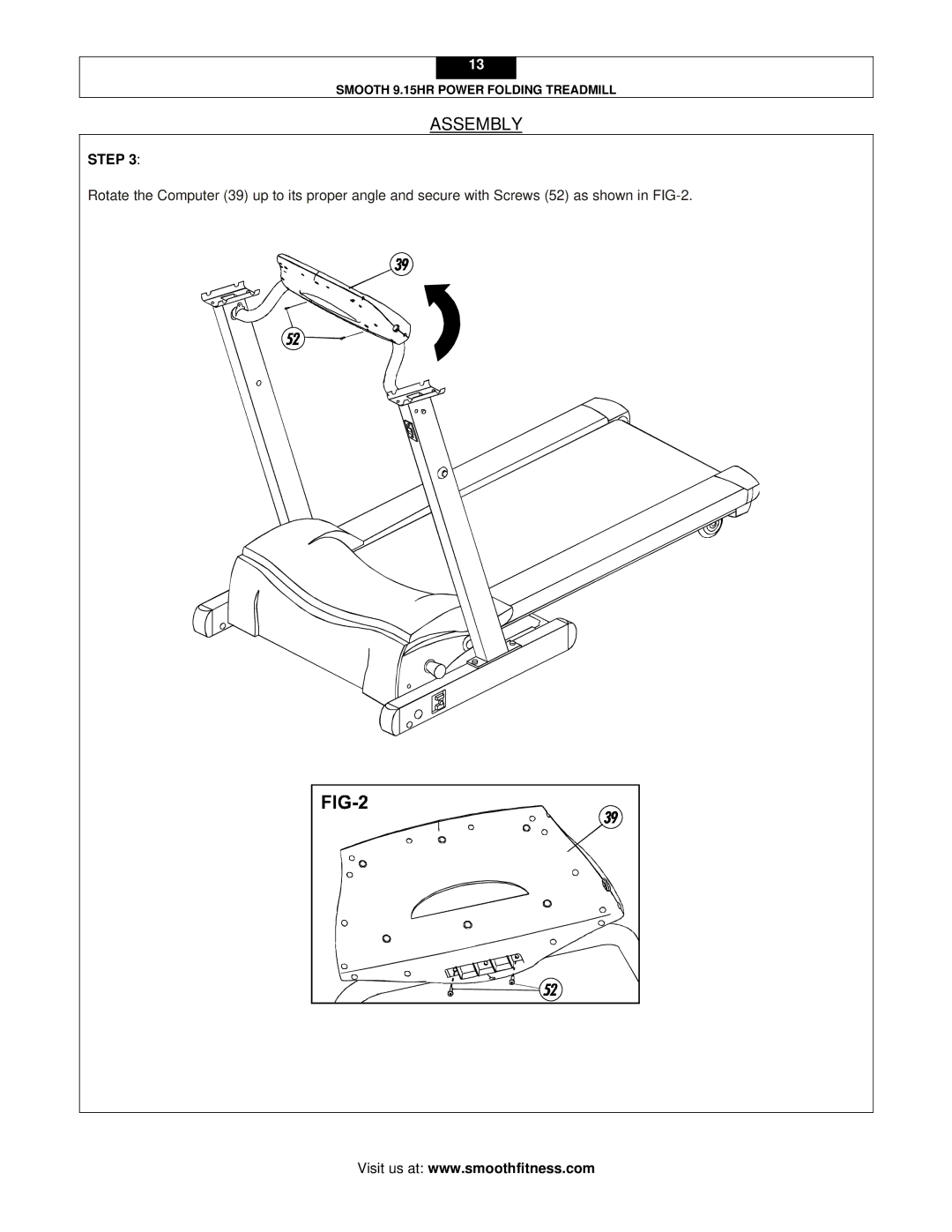 Smooth Fitness 9.15HR user manual Assembly 