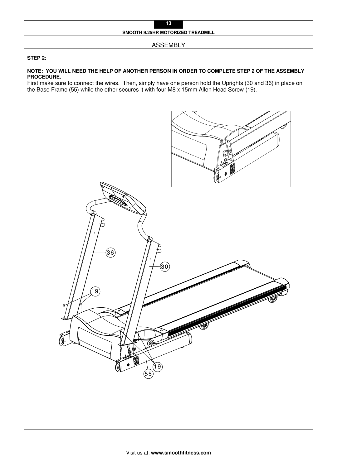 Smooth Fitness 9.25HR user manual Assembly 