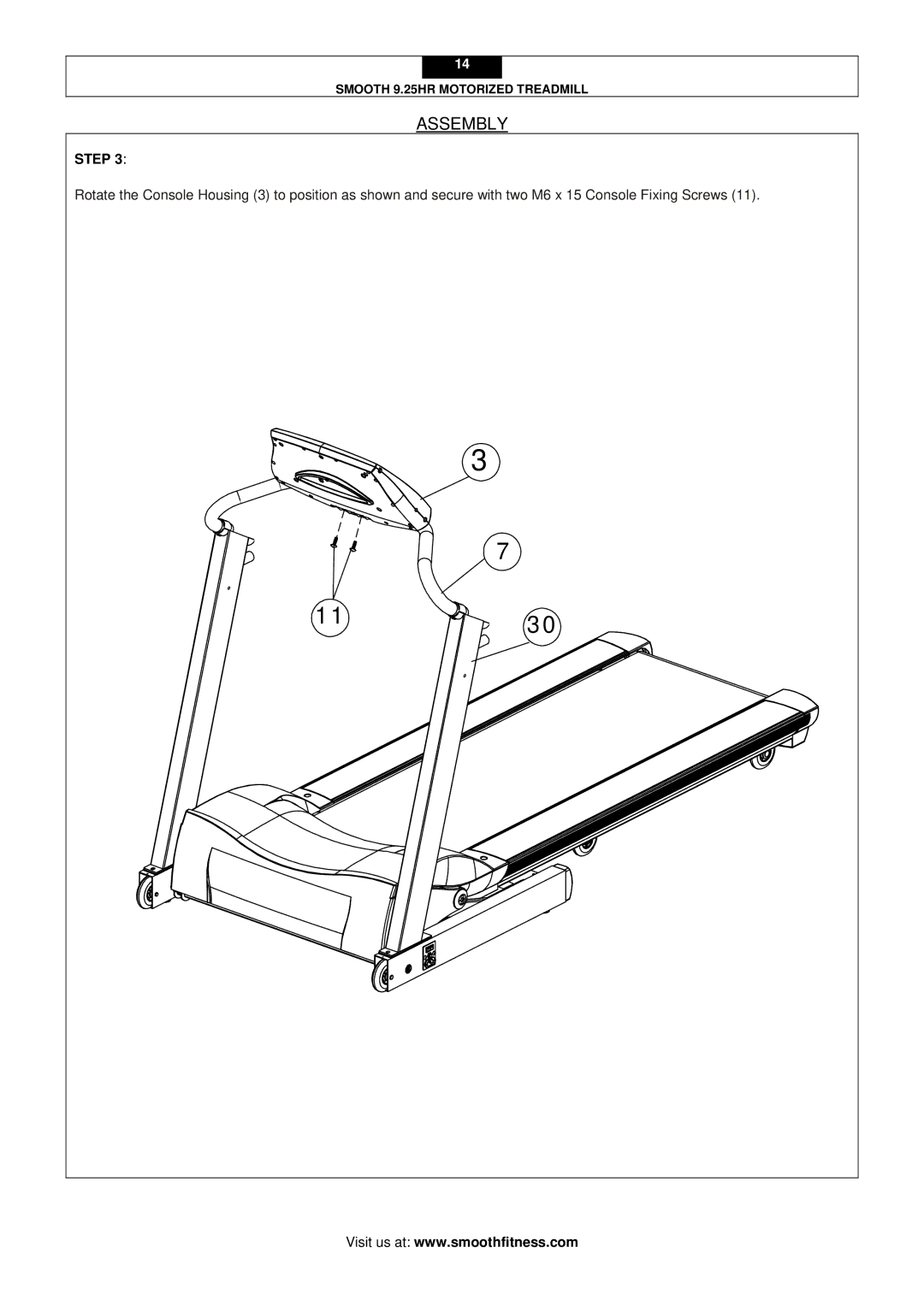 Smooth Fitness 9.25HR user manual Assembly 