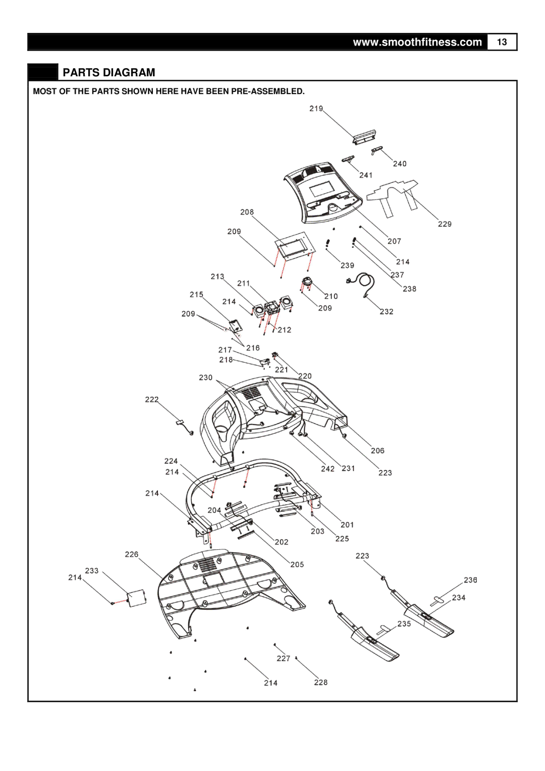 Smooth Fitness 935 user manual Parts Diagram 