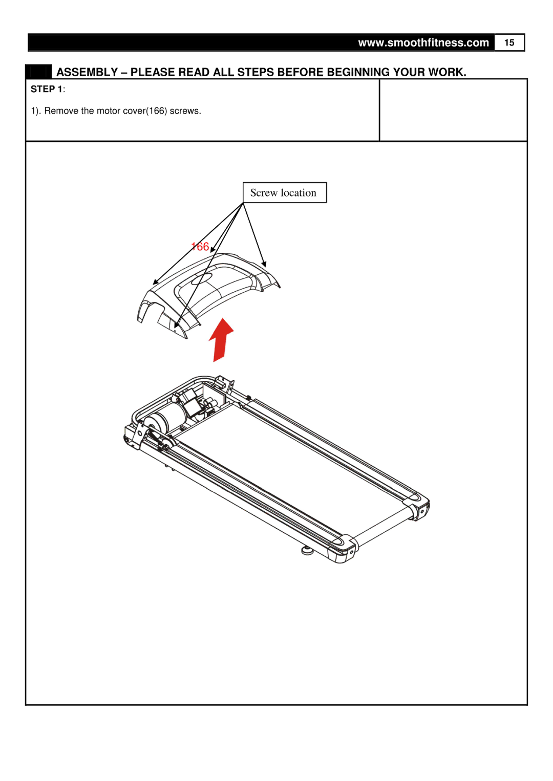 Smooth Fitness 935 user manual Assembly Please Read ALL Steps Before Beginning Your Work 