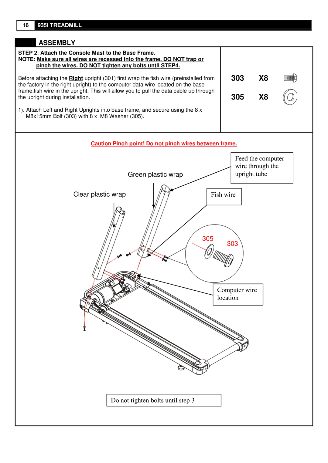 Smooth Fitness 935 user manual 303, Assembly 