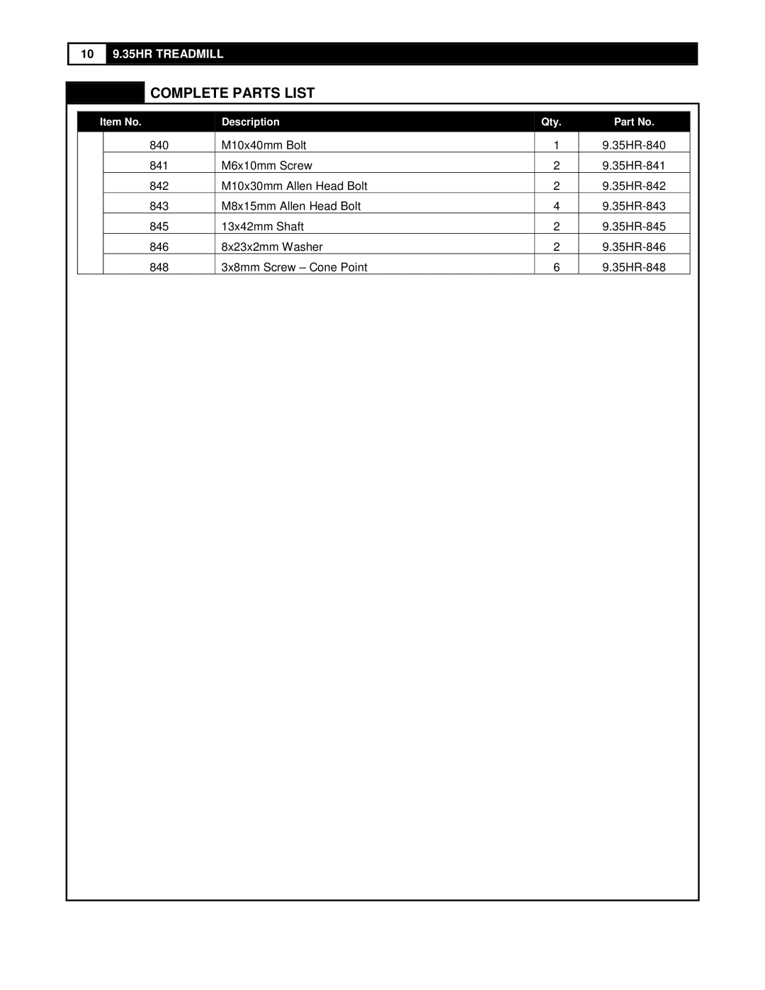 Smooth Fitness user manual 10 9.35HR Treadmill 