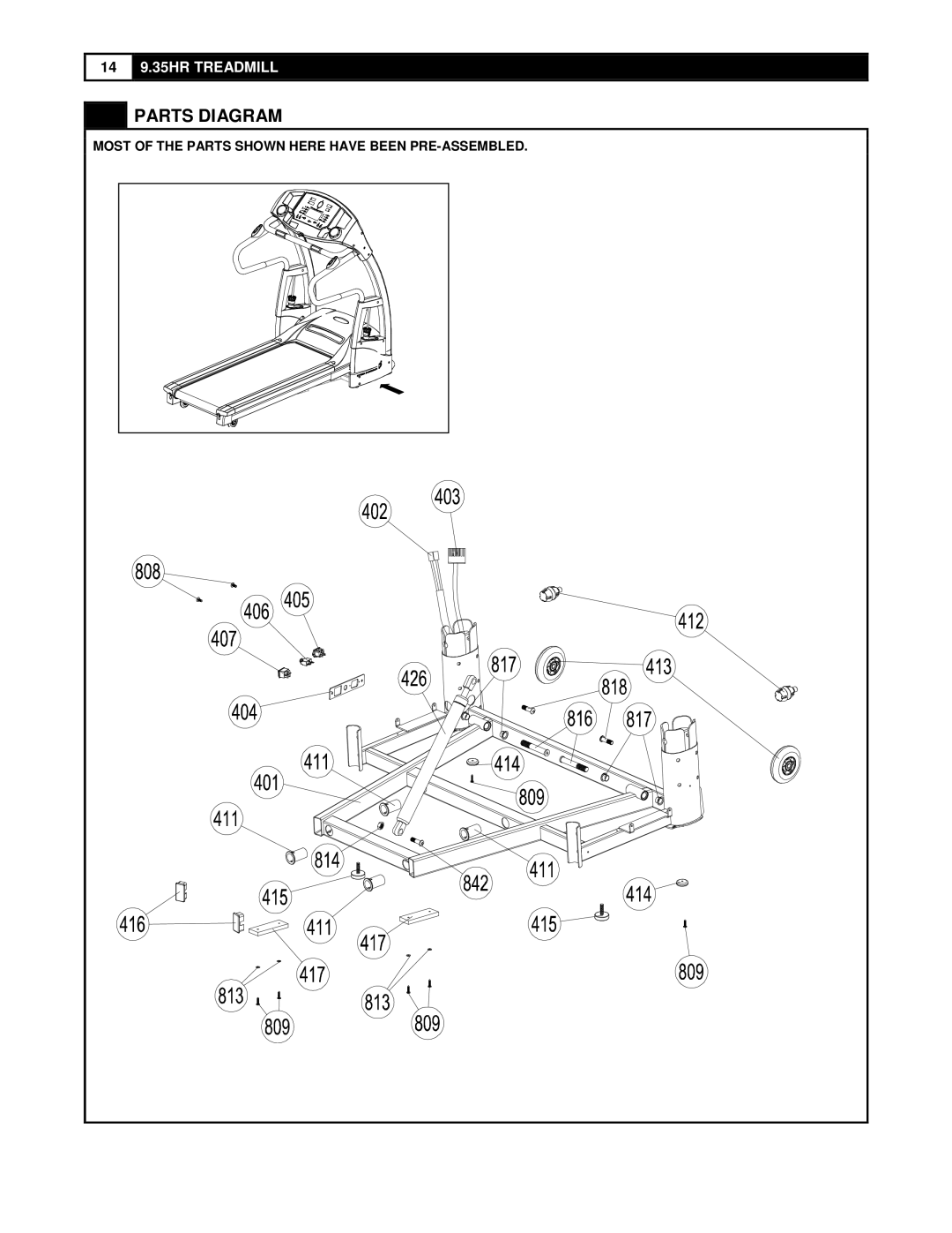 Smooth Fitness 9.35HR user manual Parts Diagram 