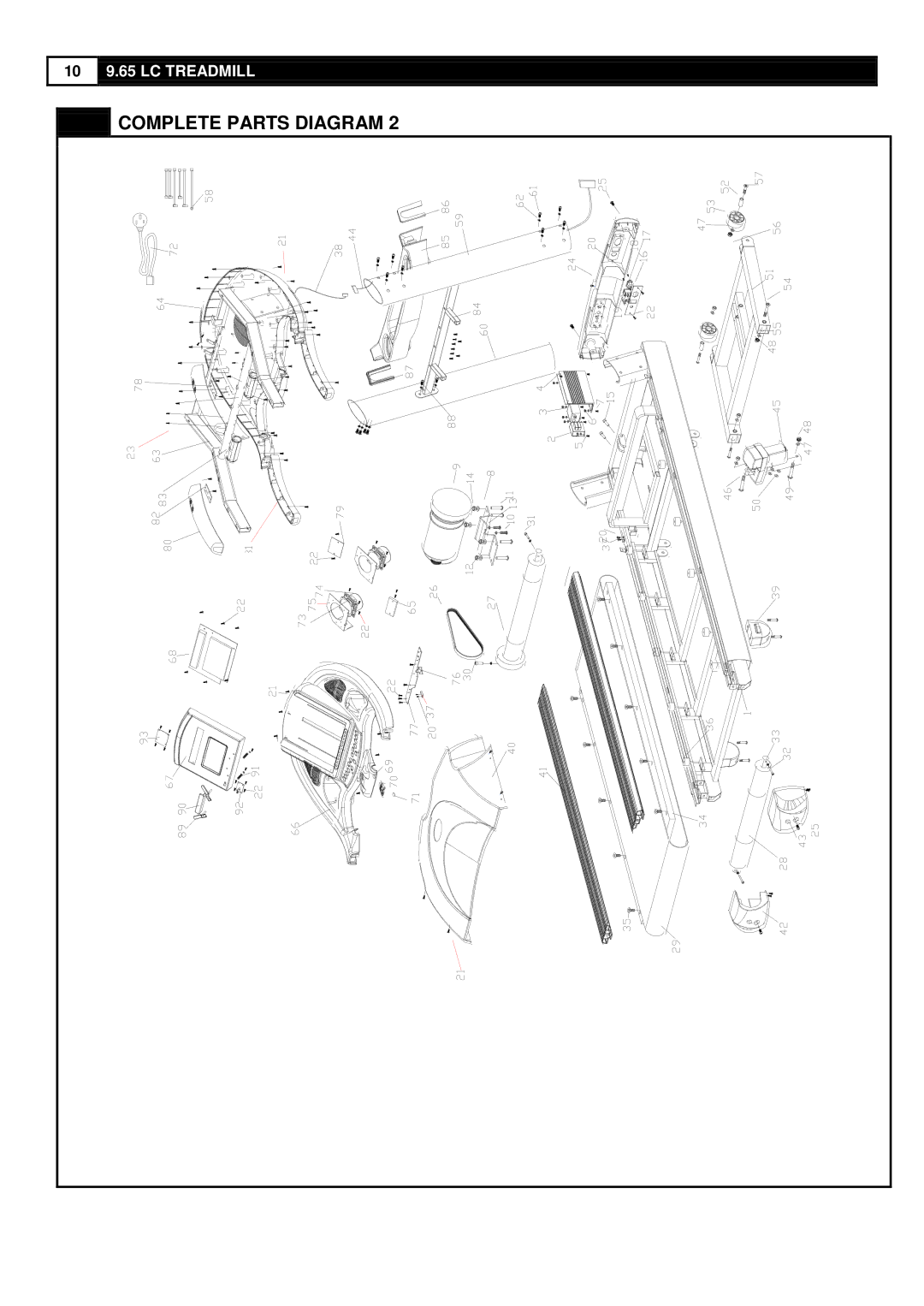 Smooth Fitness 9.65LC user manual Complete Parts Diagram 