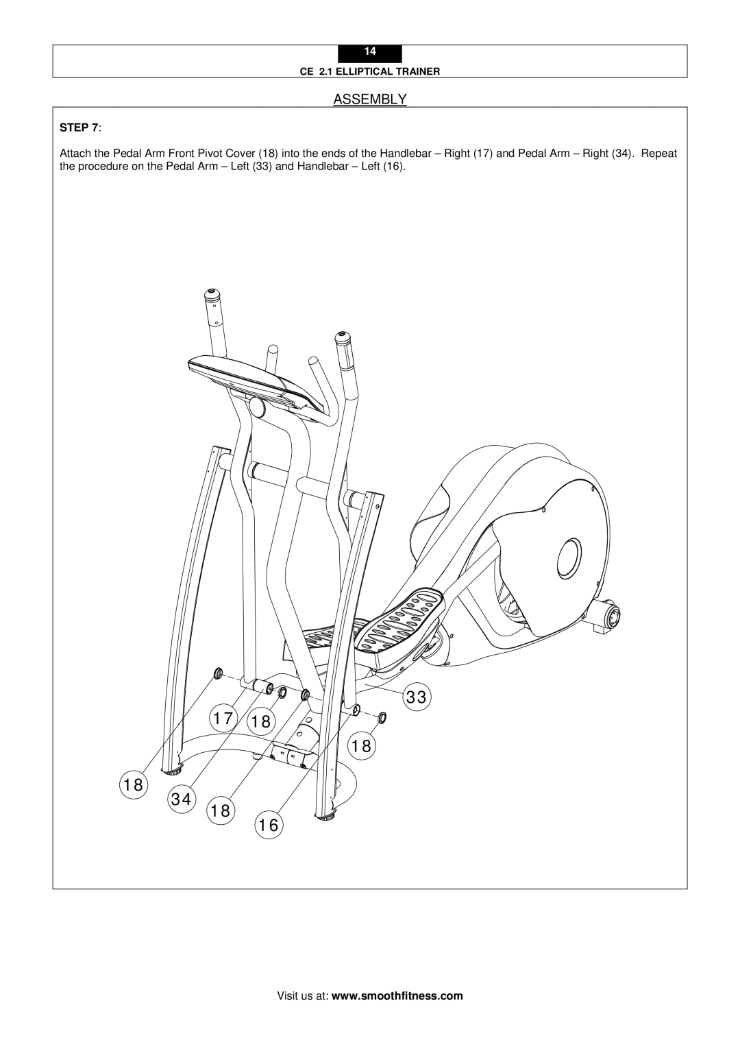 Smooth Fitness CE 2.1 user manual Assembly 