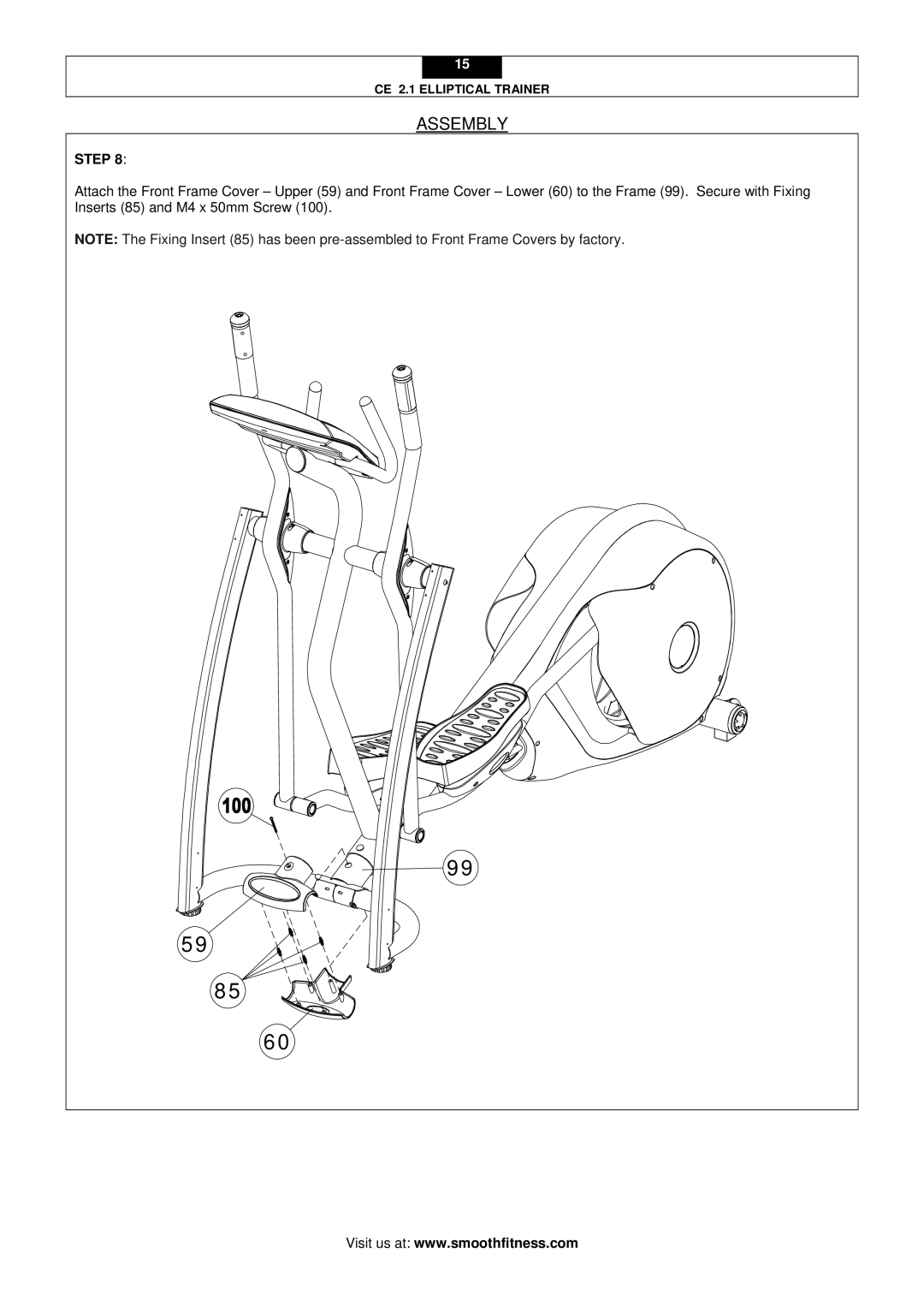 Smooth Fitness CE 2.1 user manual Assembly 