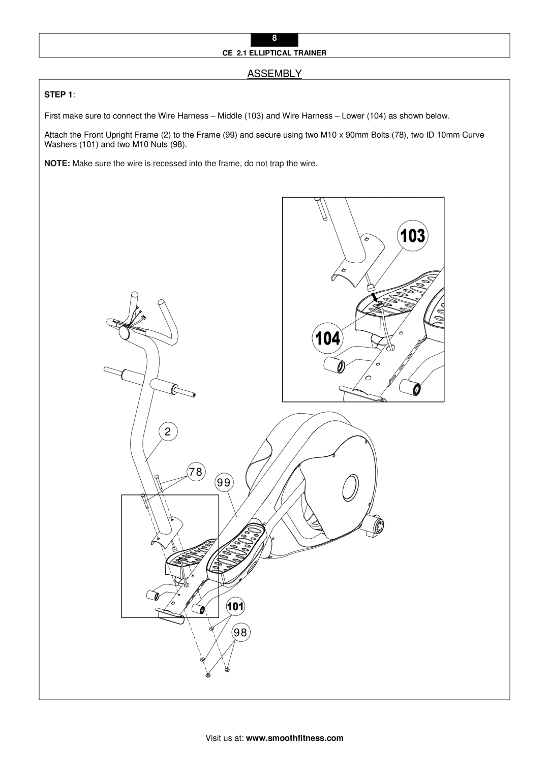 Smooth Fitness CE 2.1 user manual Assembly, Step 