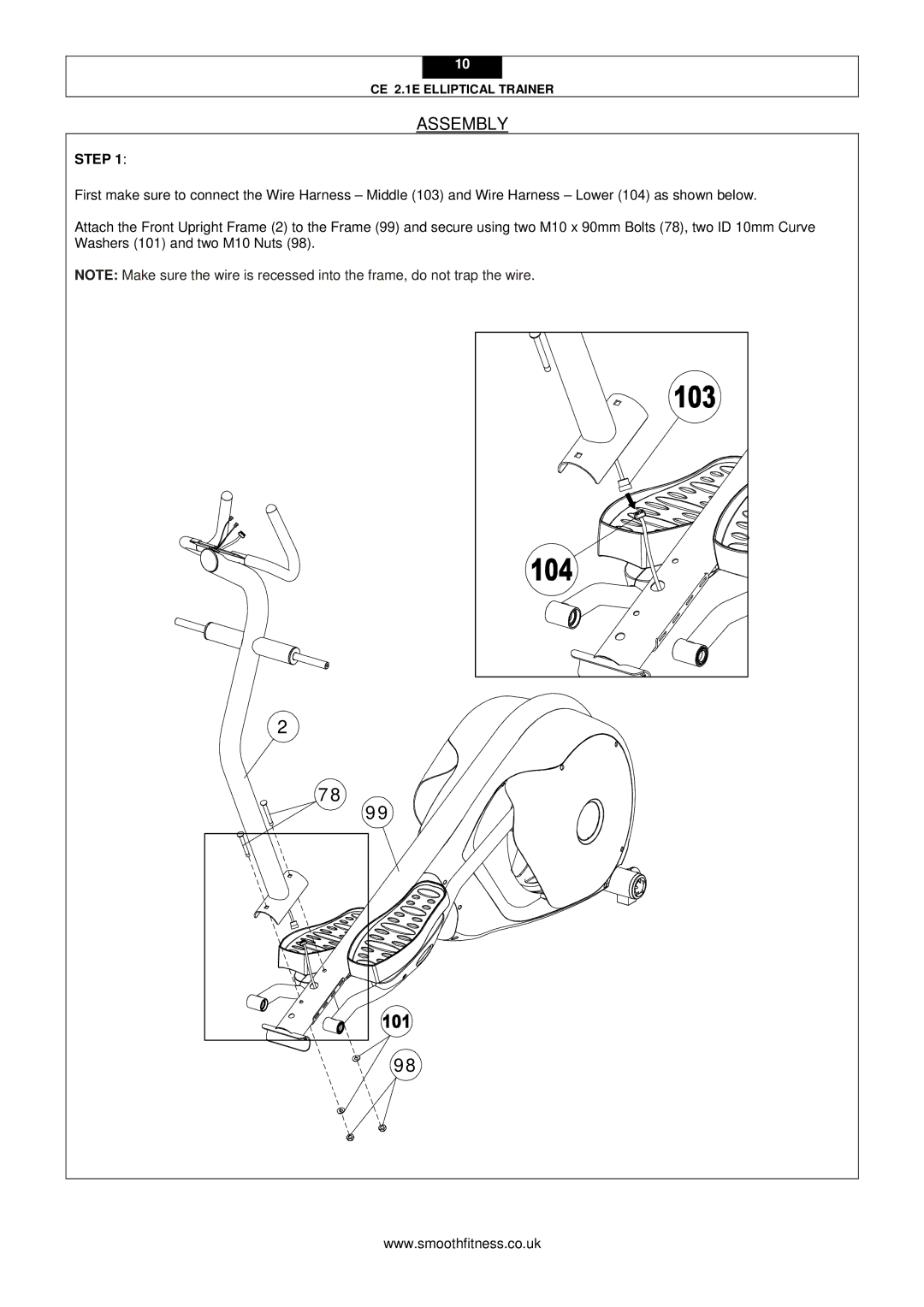 Smooth Fitness CE 2.1E user manual Assembly, Step 