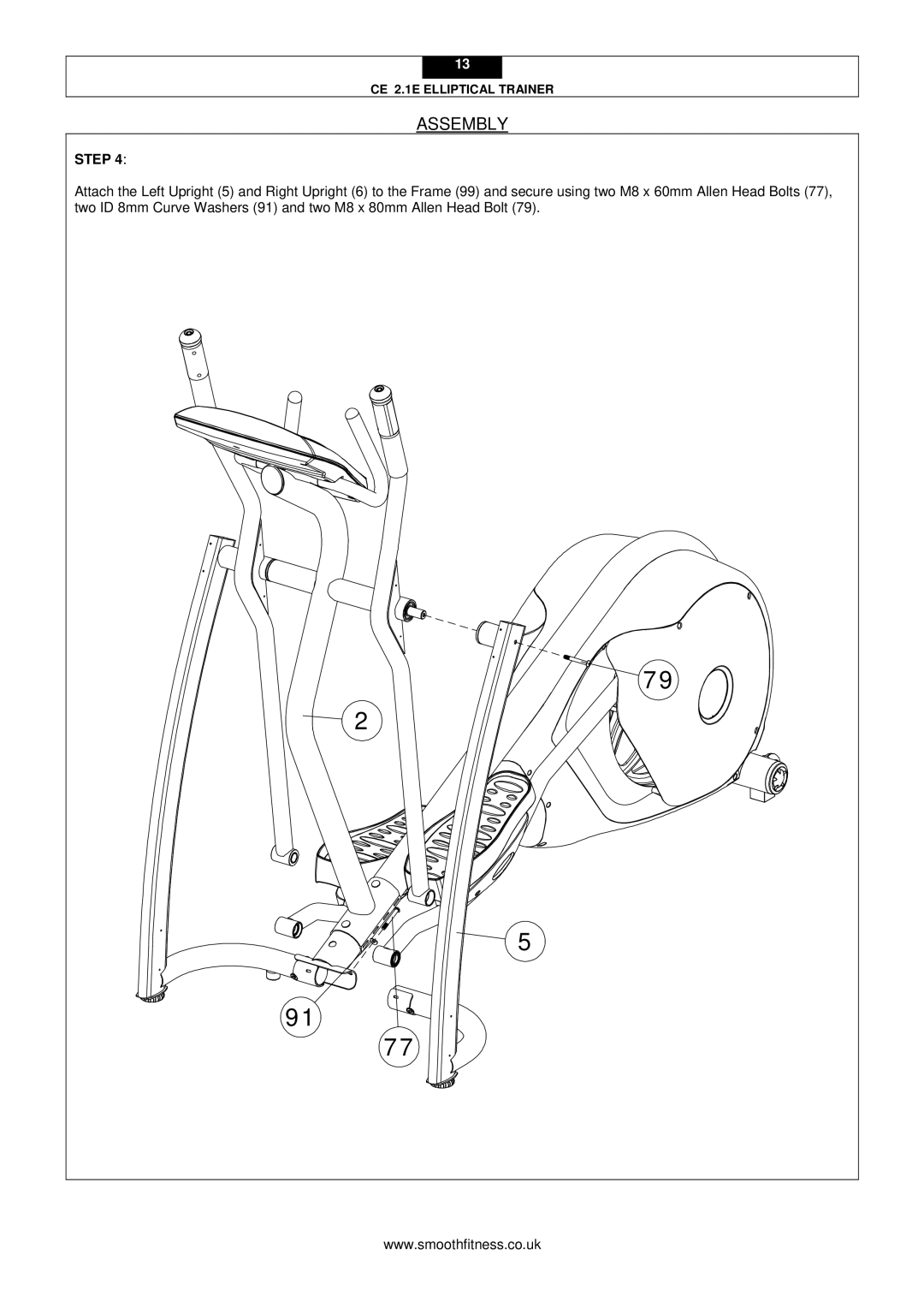 Smooth Fitness CE 2.1E user manual Assembly 