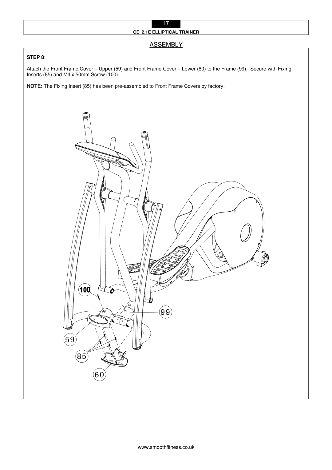 Smooth Fitness CE 2.1E user manual Assembly 