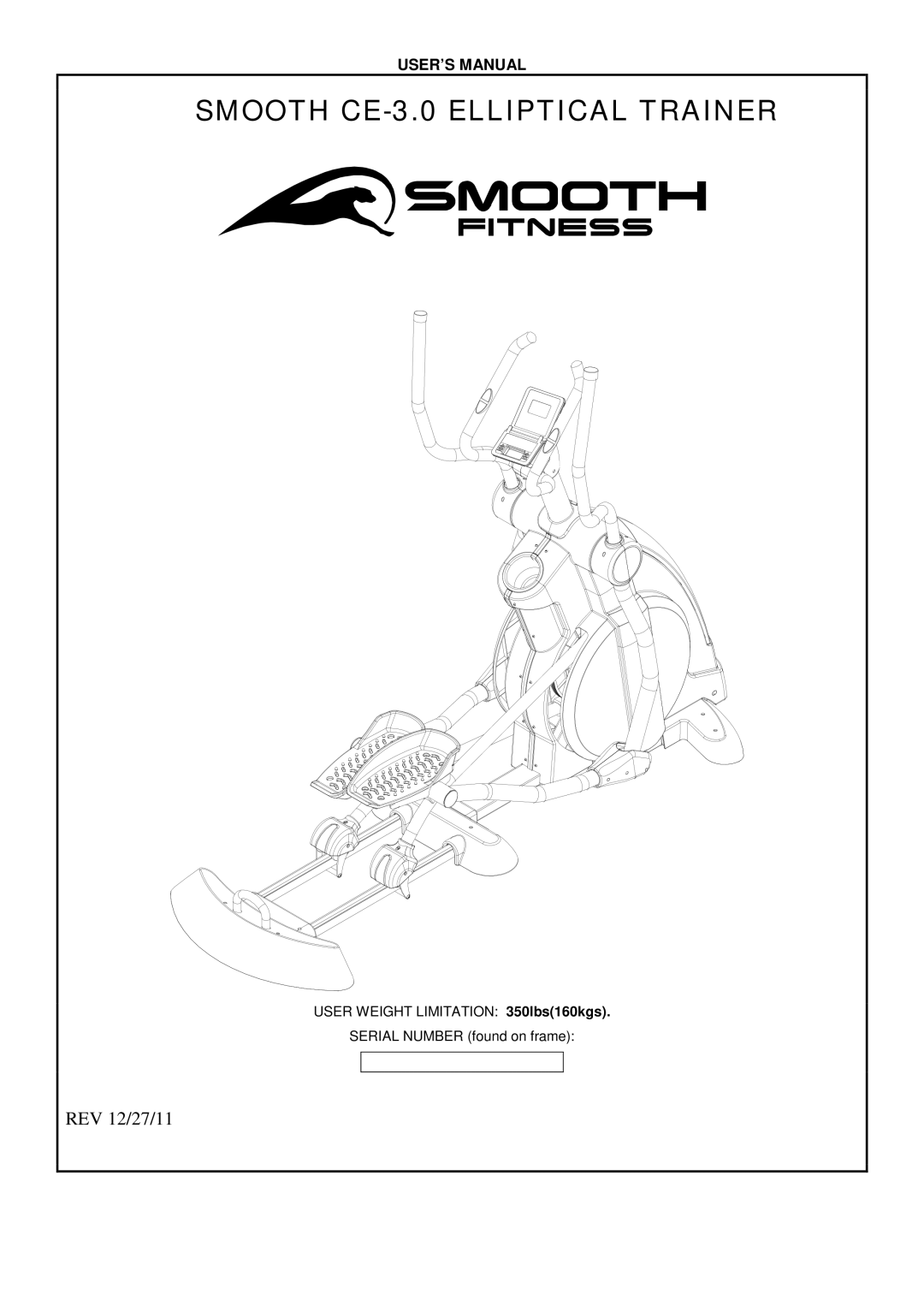 Smooth Fitness user manual Smooth CE-3.0 Elliptical Trainer 