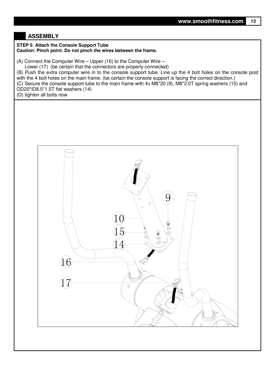 Smooth Fitness CE-3.0 user manual Attach the Console Support Tube 