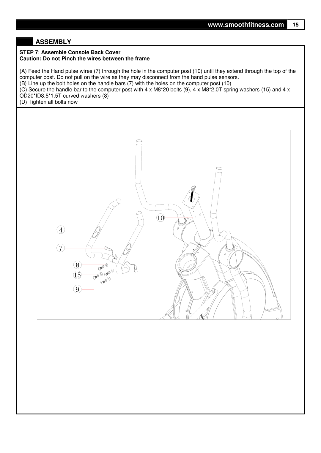 Smooth Fitness CE-3.0 user manual Assemble Console Back Cover 