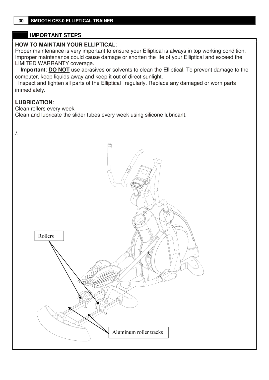 Smooth Fitness CE-3.0 user manual HOW to Maintain Your Elliptical 