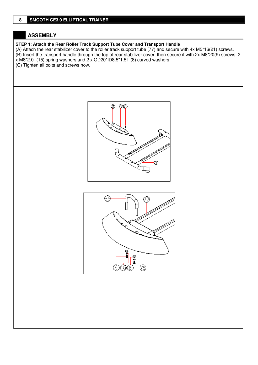 Smooth Fitness CE-3.0 user manual Assembly 