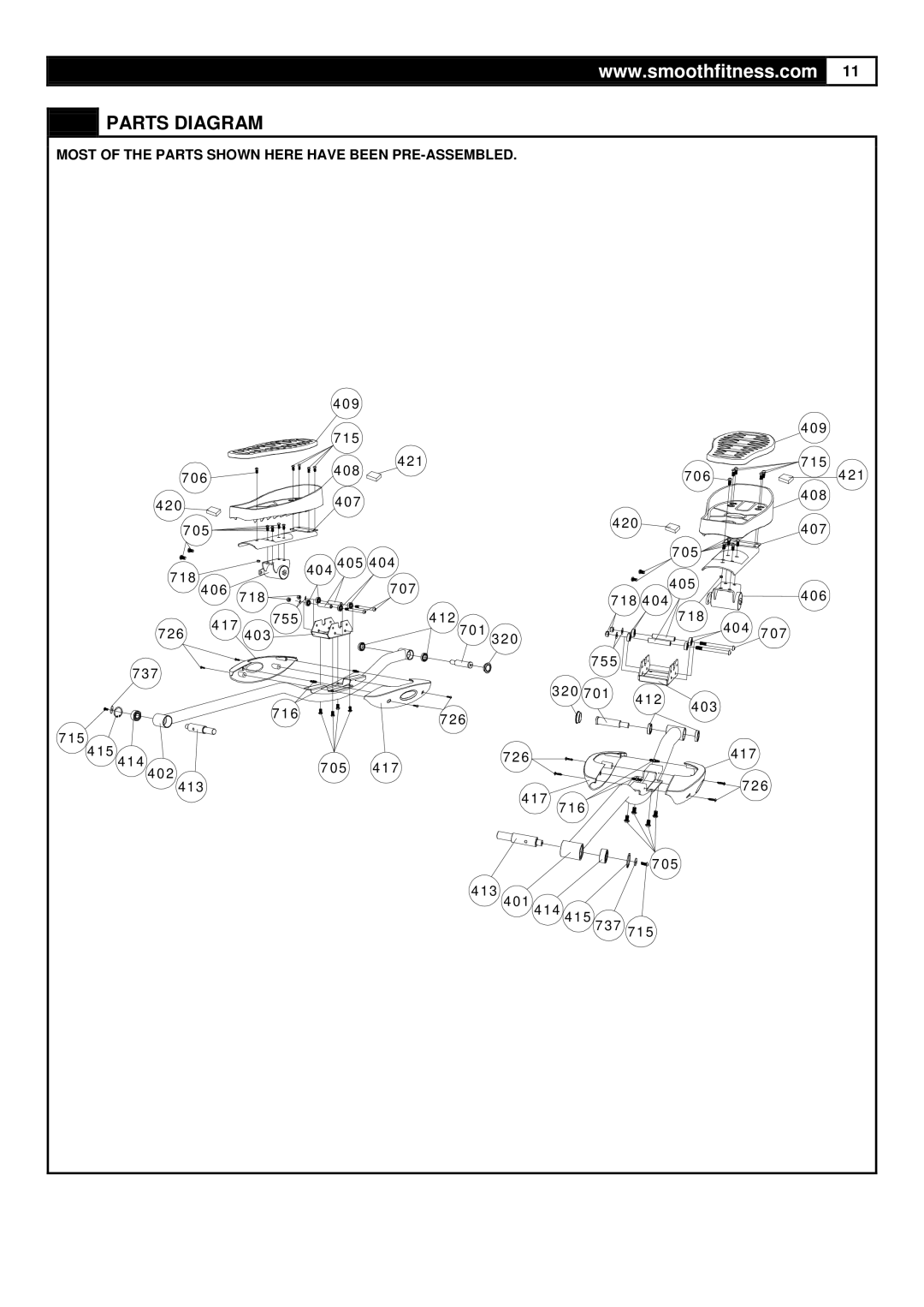 Smooth Fitness CE-3.6 user manual 705 417 726 716 413 401 414 737 