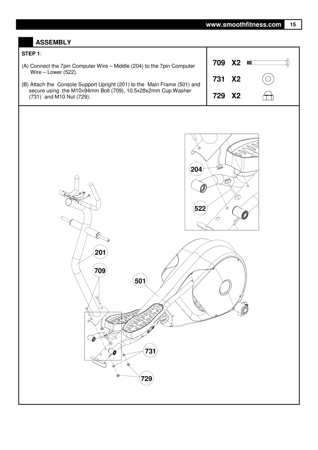 Smooth Fitness CE-3.6 user manual 731, Assembly 