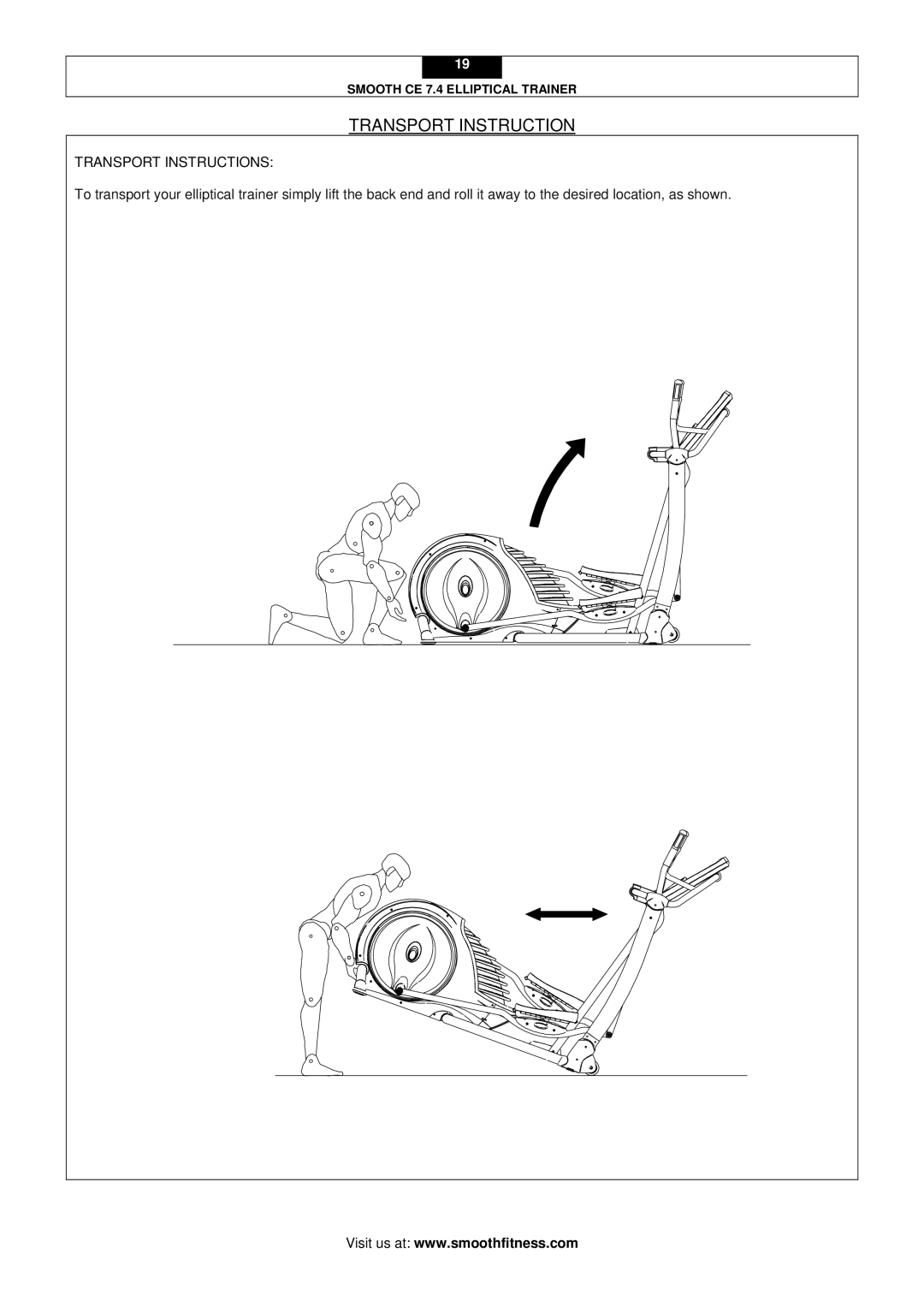 Smooth Fitness CE 7.4 user manual Transport Instructions 