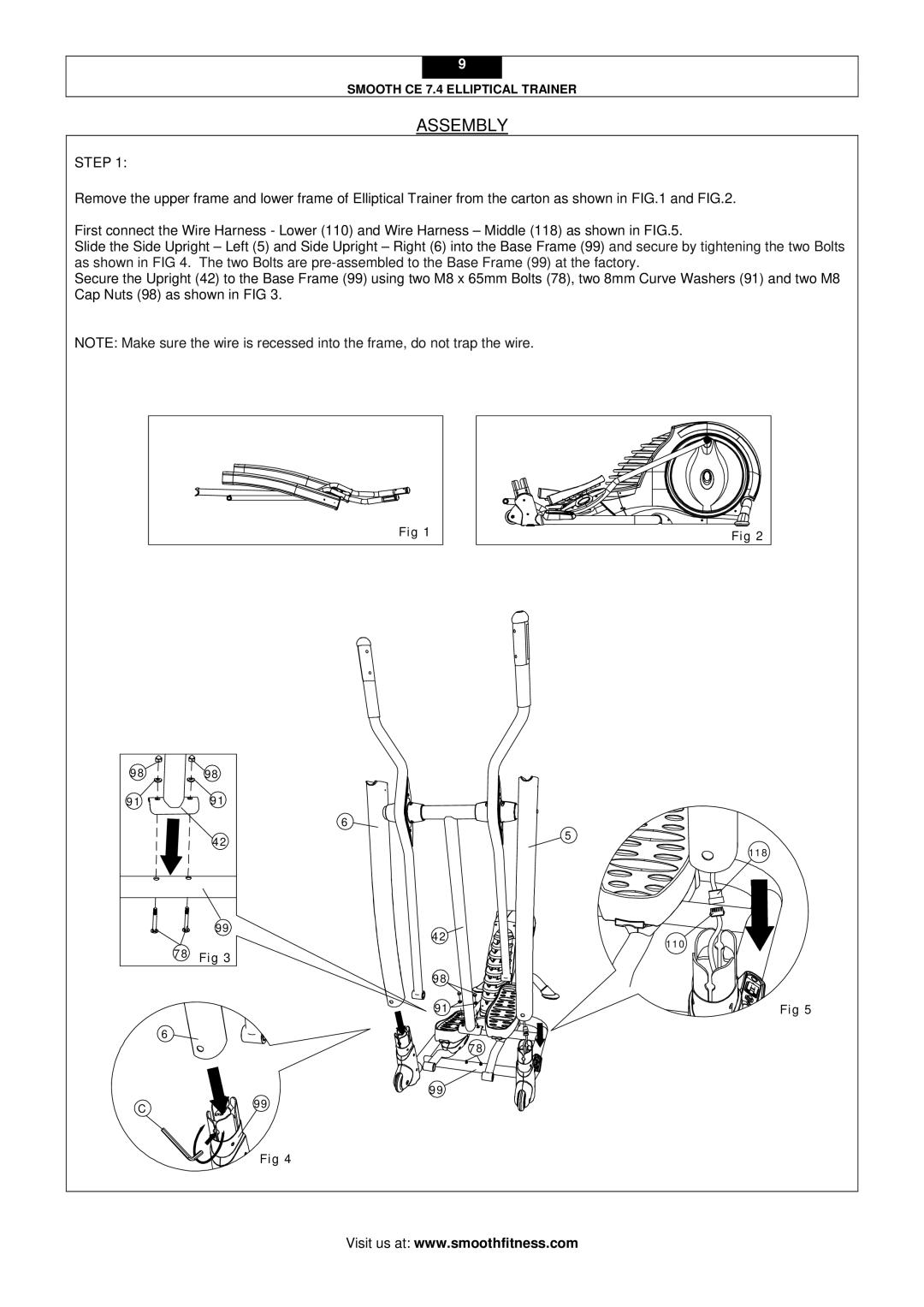 Smooth Fitness CE 7.4 user manual Assembly, Step 