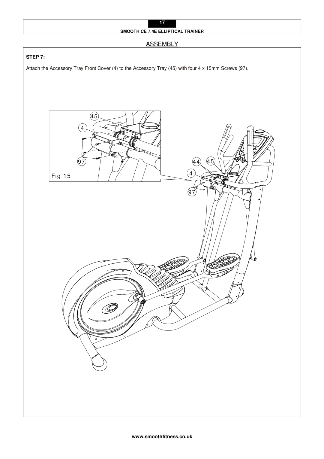 Smooth Fitness CE 7.4E user manual Assembly 