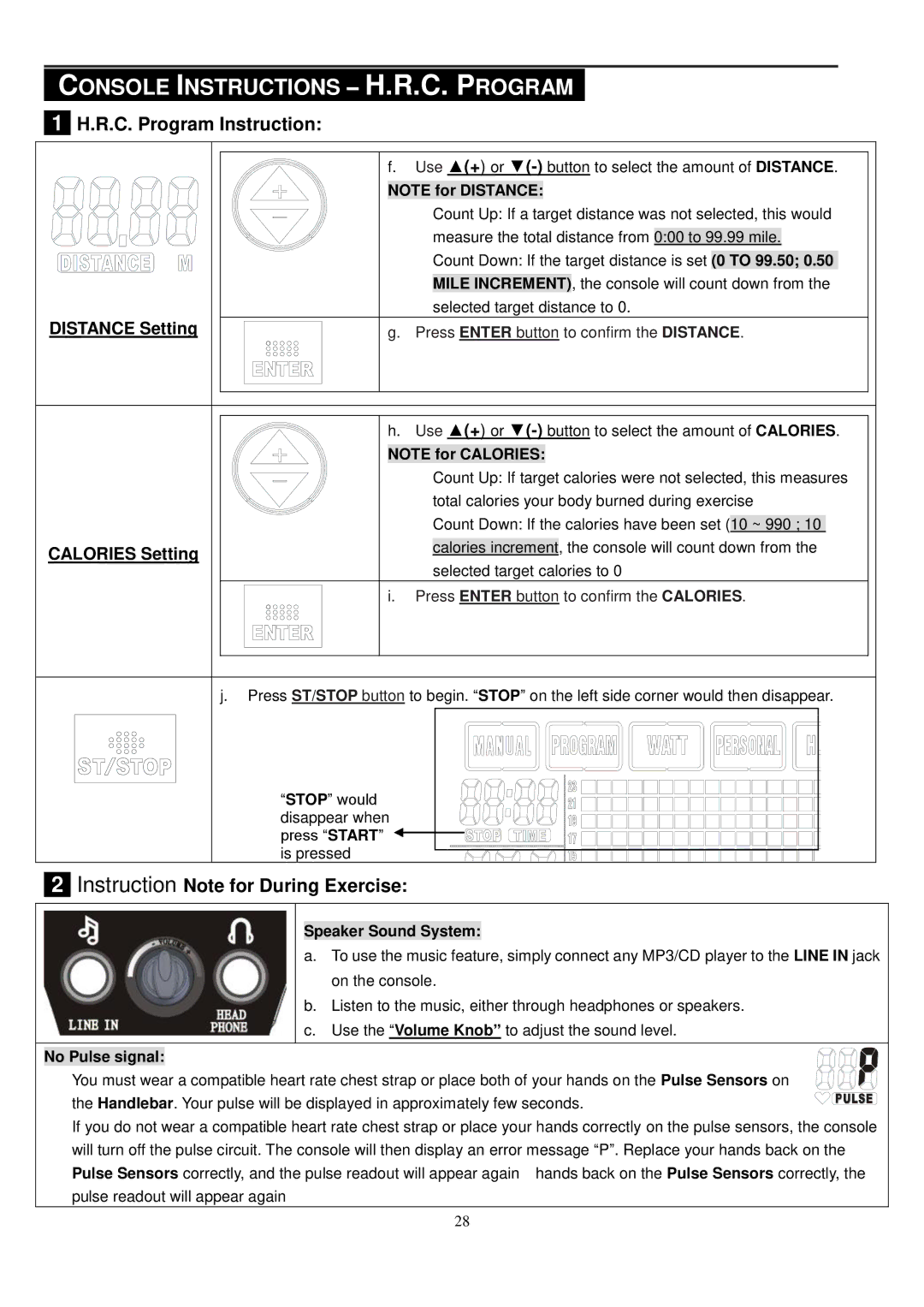 Smooth Fitness CE-8.0LC owner manual Press Enter button to confirm the Distance, Press Enter button to confirm the Calories 