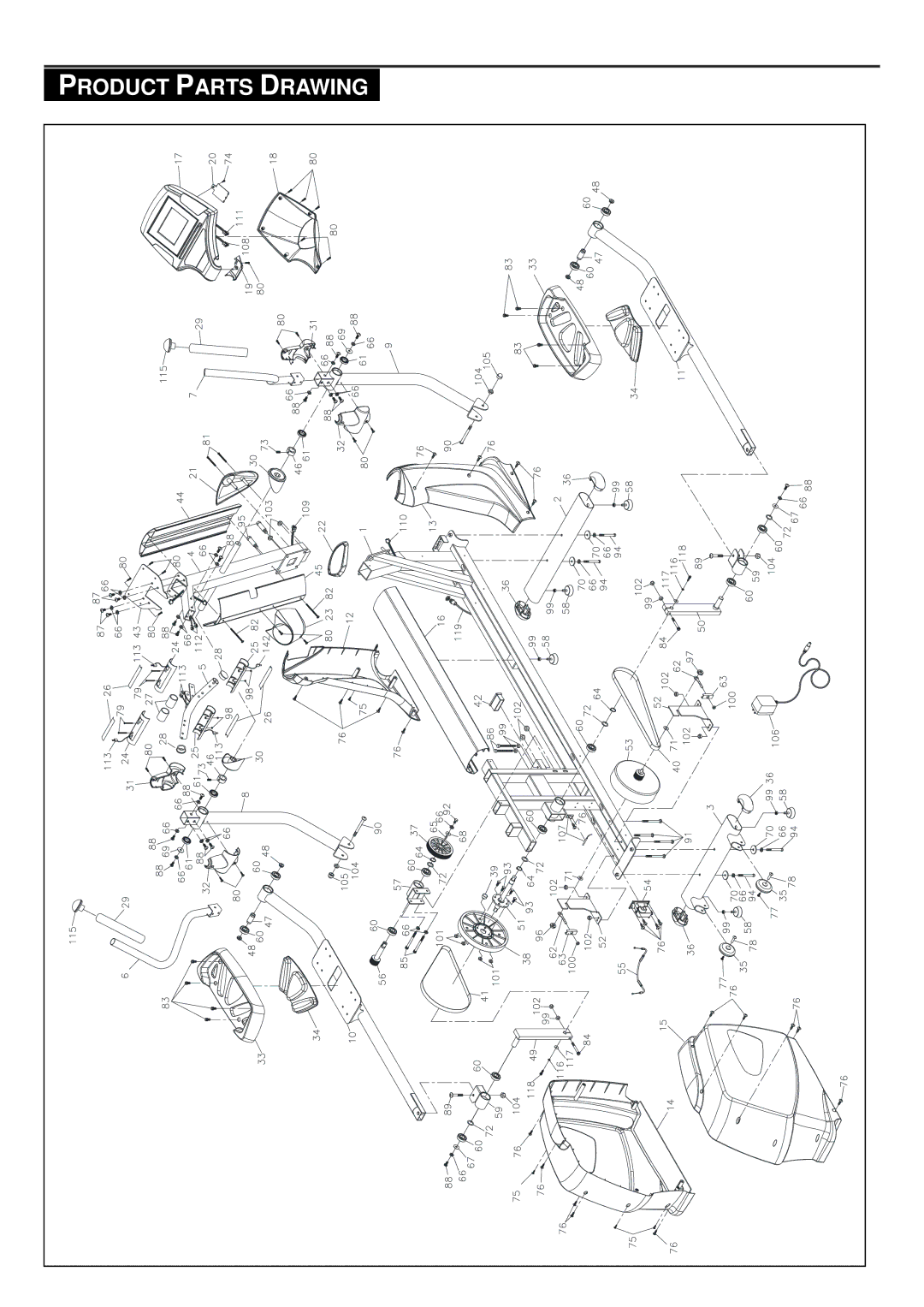 Smooth Fitness CE-8.0LC owner manual Product Parts Drawing 