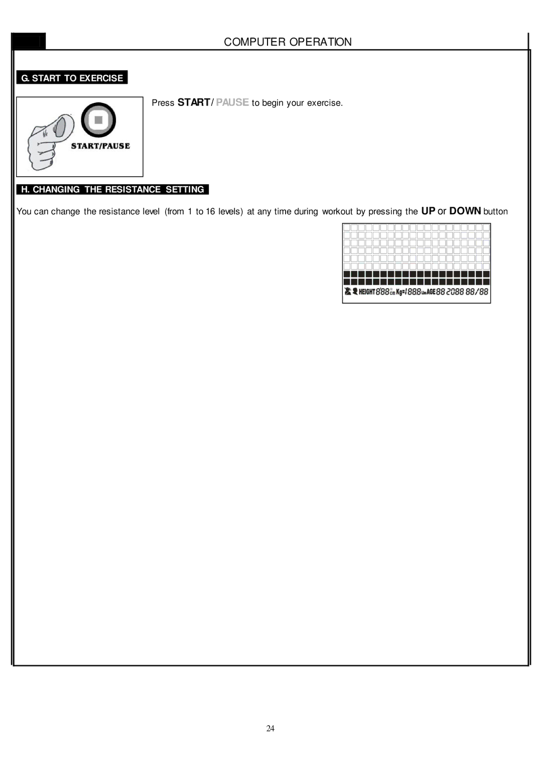 Smooth Fitness CE-8.0LC owner manual Start to Exercise 