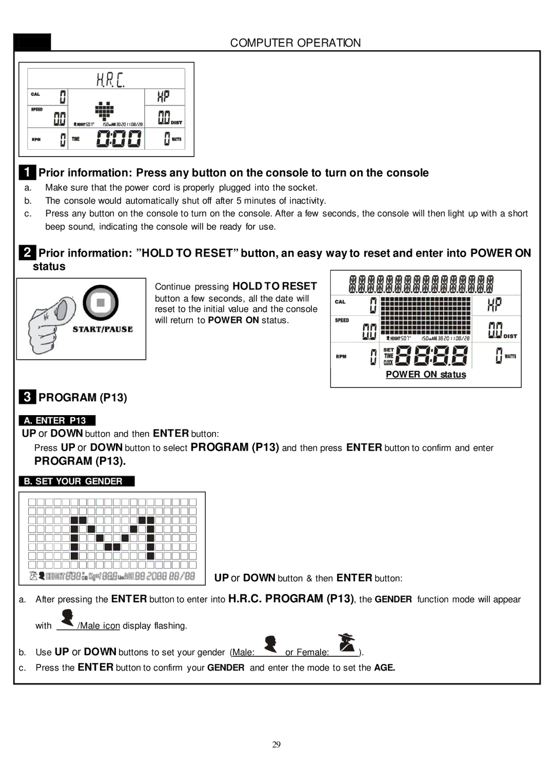 Smooth Fitness CE-8.0LC owner manual Program P13, Enter P13 