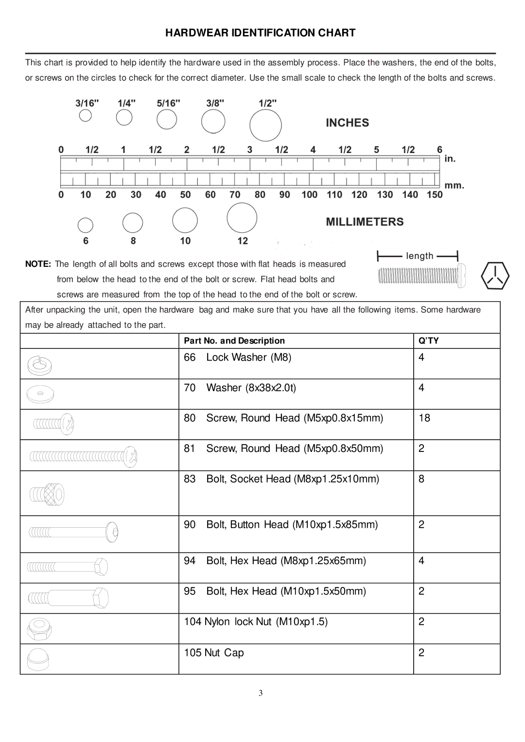 Smooth Fitness CE-8.0LC owner manual Part No. and Description, ’Ty 