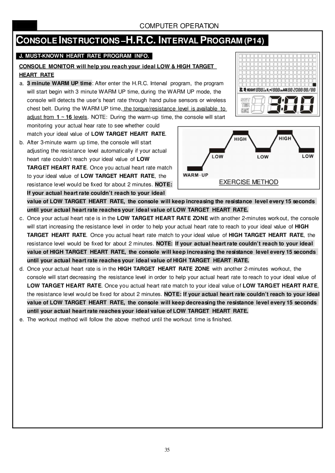 Smooth Fitness CE-8.0LC owner manual MUST-KNOWN Heart Rate Program Info 