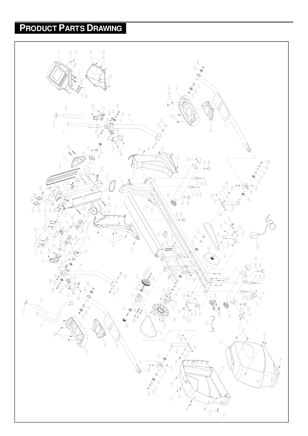 Smooth Fitness CE-8.0LC owner manual Product Parts Drawing 