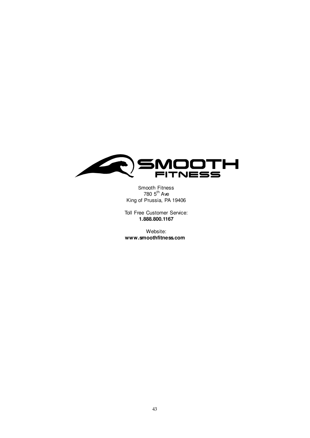 Smooth Fitness CE-8.0LC owner manual 888.800.1167 