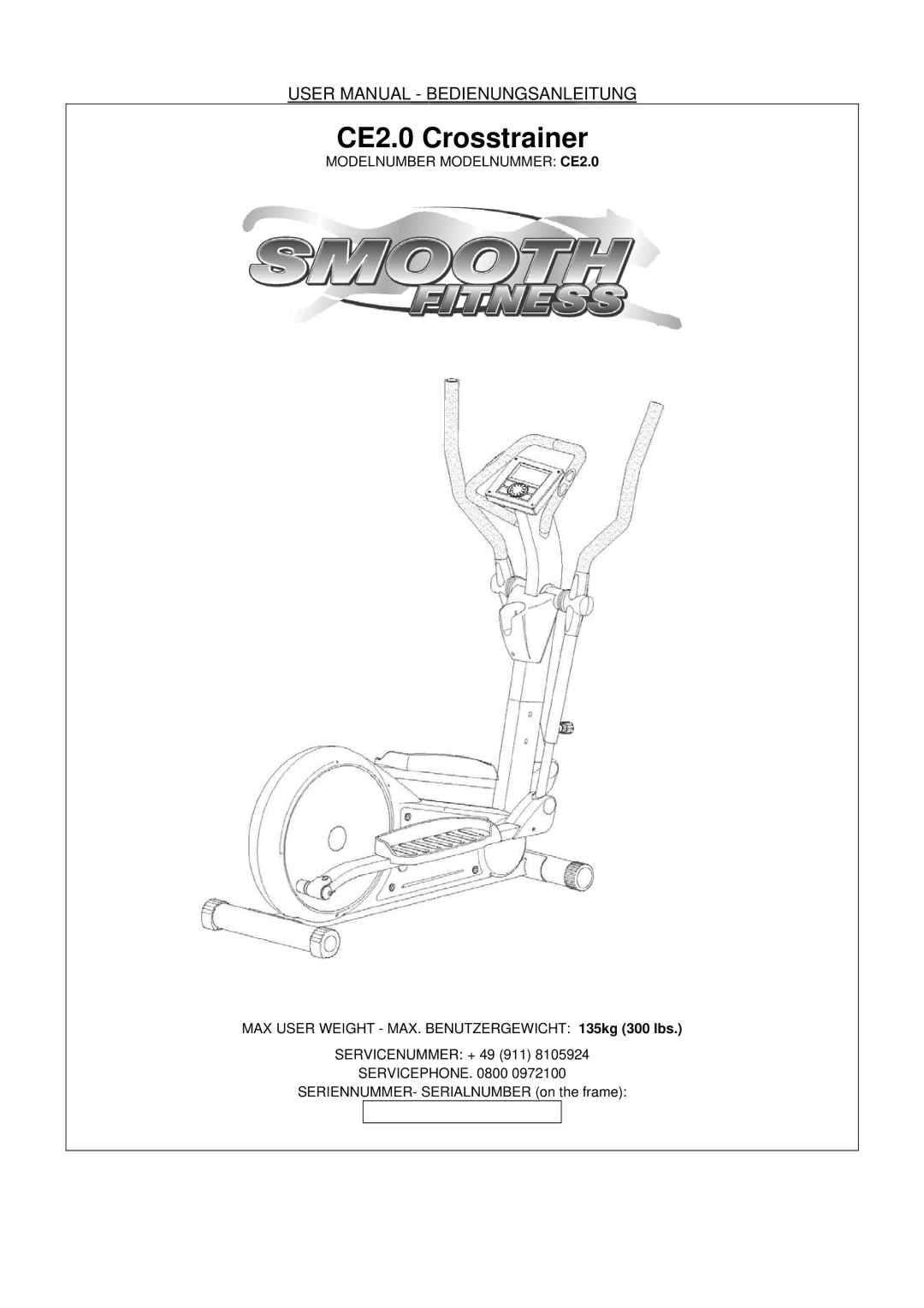 Smooth Fitness user manual CE2.0 Crosstrainer 