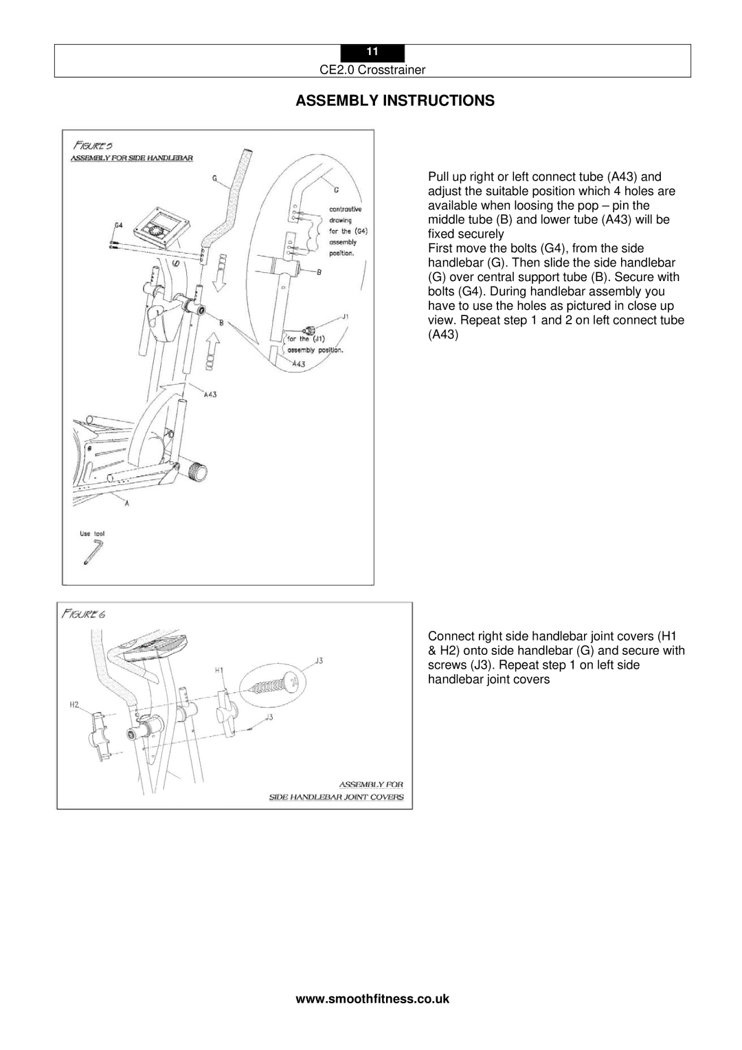 Smooth Fitness CE2.0 user manual Assembly Instructions 