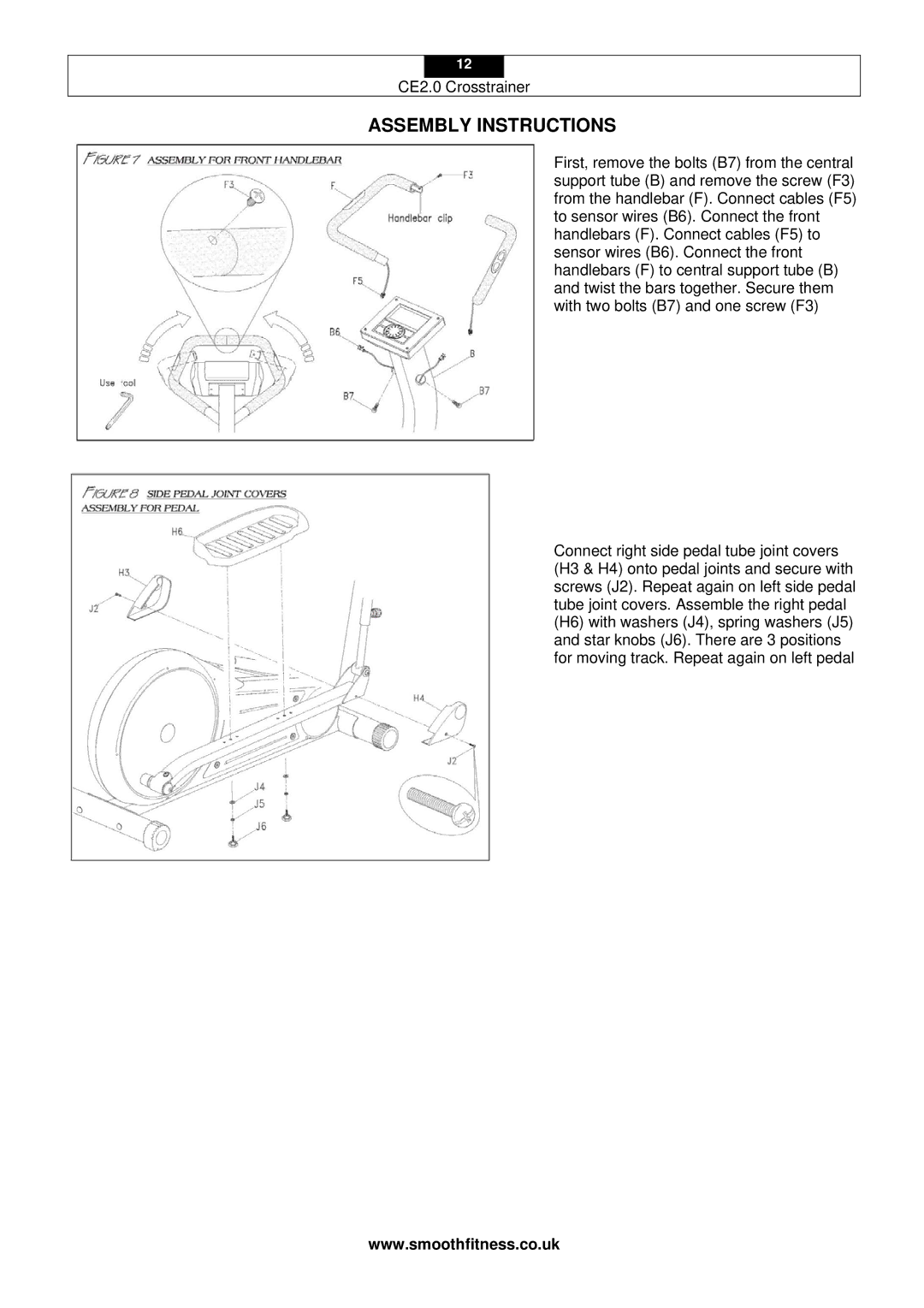 Smooth Fitness CE2.0 user manual Assembly Instructions 