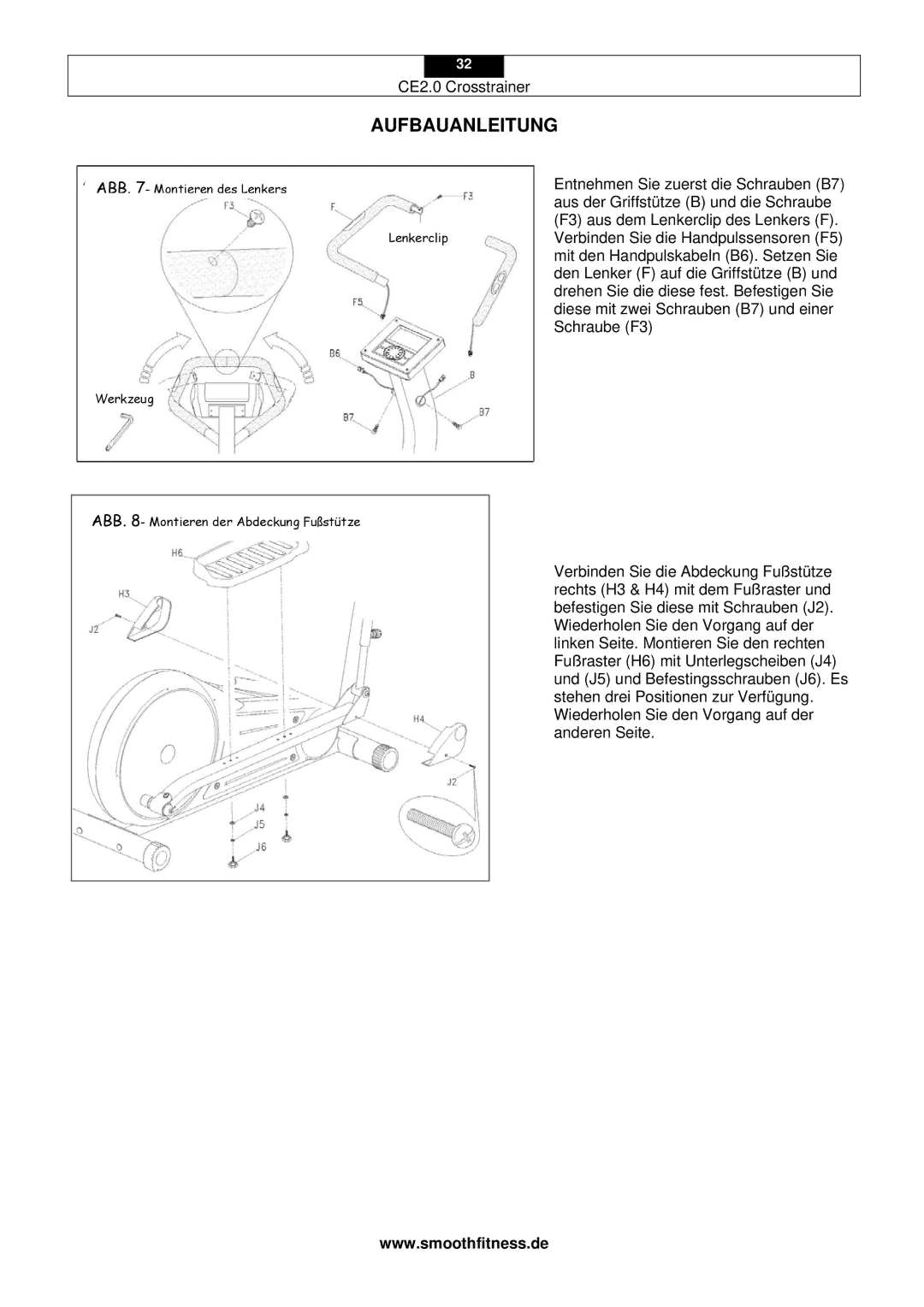 Smooth Fitness CE2.0 user manual Aufbauanleitung 