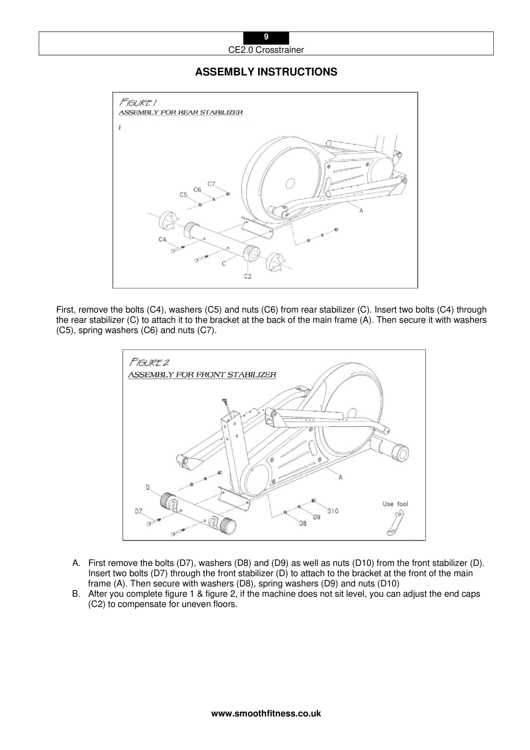 Smooth Fitness CE2.0 user manual Assembly Instructions 