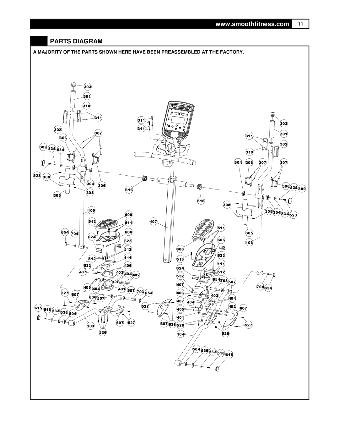 Smooth Fitness CE7.4 user manual Parts Diagram 