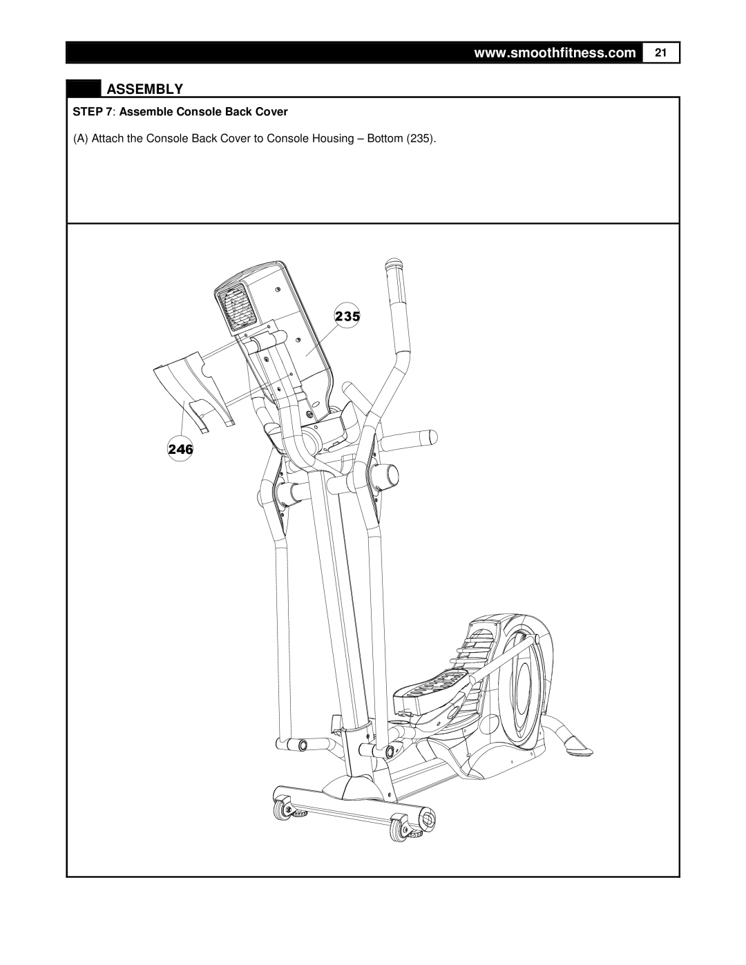 Smooth Fitness CE7.4 user manual Assemble Console Back Cover 