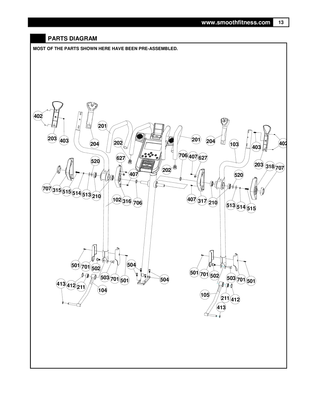 Smooth Fitness DMT X2 user manual 203, 520, 706, 413 