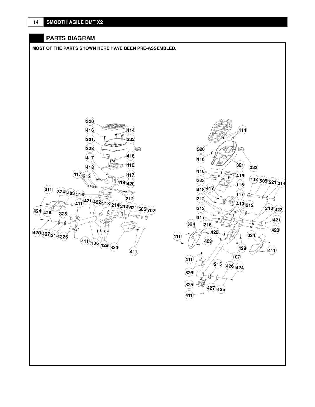 Smooth Fitness DMT X2 user manual 320 416 414 321 322 323 417 418 116 