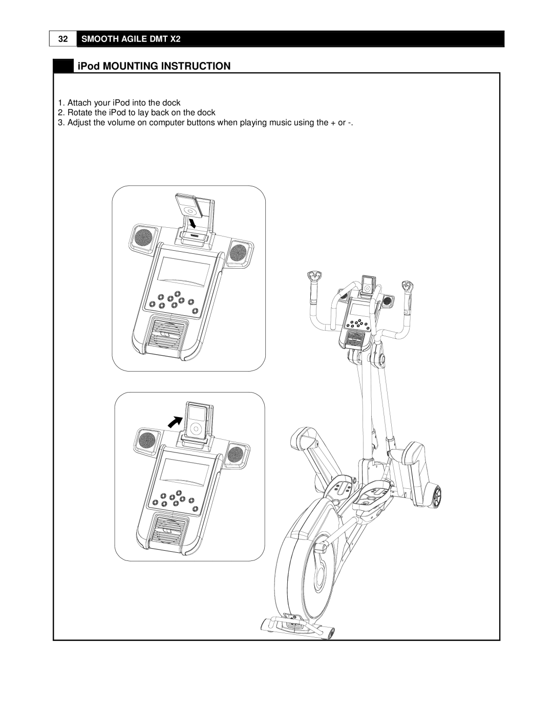 Smooth Fitness DMT X2 user manual IPod Mounting Instruction 